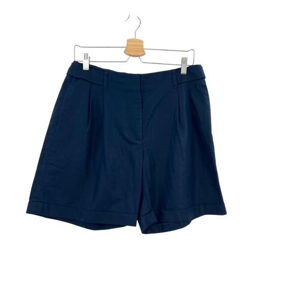 J. Mclaughlin Ebba Shorts Linen Blend Twill Pleated Navy Blue Size US 8 - Picture 2 of 12